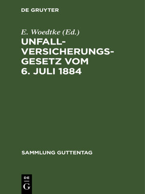 cover image of Unfallversicherungsgesetz vom 6. Juli 1884